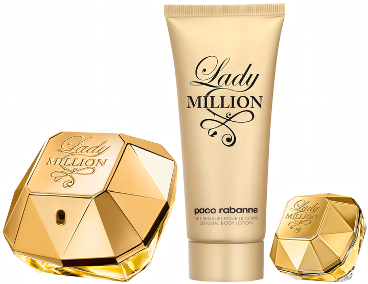Zestaw damski Paco Rabanne Lady Million Woda perfumowana 100 ml + Miniaturka Woda perfumowana 5 ml + Balsam do ciała 100 ml (3349668562190) - obraz 1