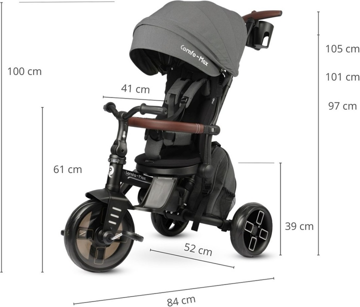 Rowerek trójkołowy Qplay Comfo Max Grey (5061047482285) - obraz 11