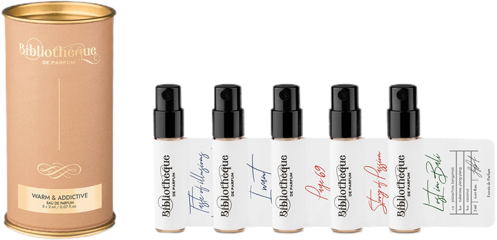 Zestaw miniatur damskich Bibliotheque de Parfum Warm & Addictive Woda perfumowana Taste Of Illusions 2 ml + I Want 2 ml + Page 69 2 ml + Story of Passion 2 ml + Lost In Bali 2 ml (4820271430773) - obraz 2