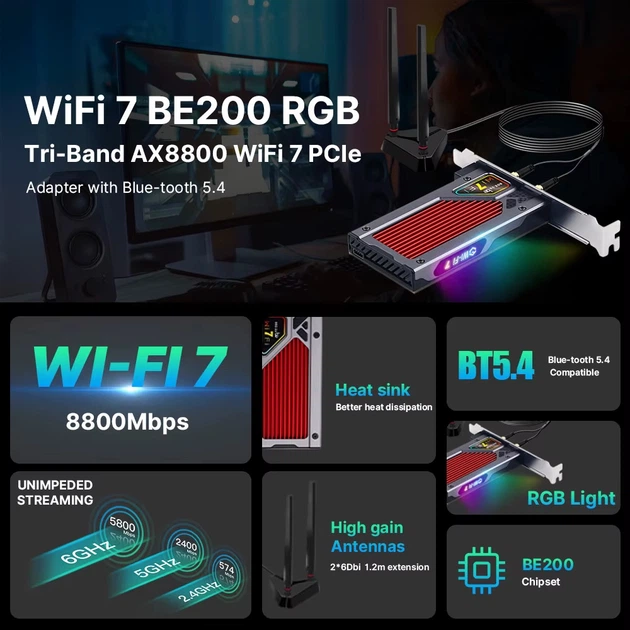 Wi-Fi адаптер Fenvi FV-BE8800RGB - зображення 2