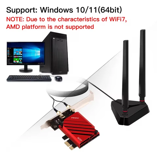 Беспроводной адаптер PCIe Wi-Fi 7, Bluetooth 5.4, Tri-Band 2.4/5/6 ГГц, до 5800 Мбит/с, для ПК, совместим с Windows 10/11 - Фото 10 Беспроводной адаптер PCIe Wi-Fi 7, Bluetooth 5.4, Tri-Band 2.4/5/6 ГГц, до 5800 Мбит/с, для ПК, совместим с Windows 10/11 - изображение 10