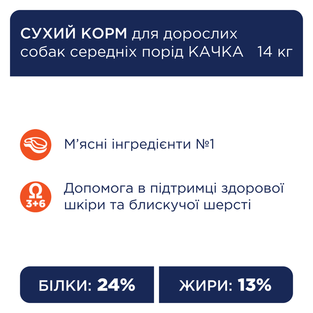 Сухий корм для собак CLUB 4 PAWS Клуб 4 лапи Premium for medium breeds With duck для середніх порід з качкою 14 кг. - изображение 4