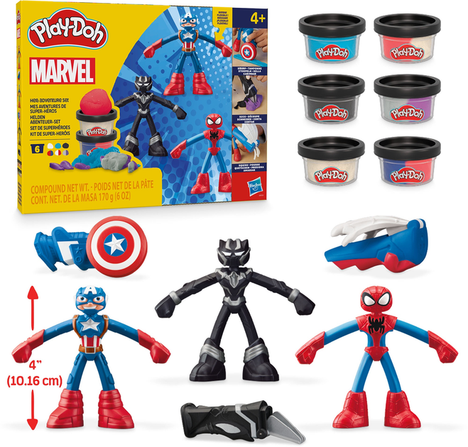 Zestaw kreatywny z masą plastyczną Hasbro Play-Doh Marvel Przygody bohaterów (G0333) - obraz 2