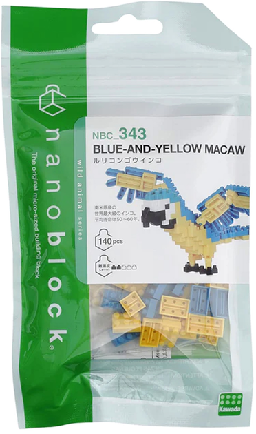 Zestaw do zabawy Nanoblock Ara żółto-niebieska 140 elementów NBC-343 (4972825221358) - obraz 2