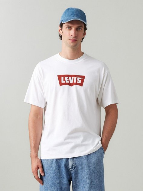 Футболка бавовняна довга чоловіча Levi`s 000RY-0000 M Біла з принтом (5401157524442) - зображення 1