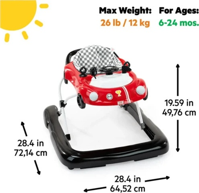Ходунки Bright Start Little Speedster 3 in 1 Car Walker Red Racer (0074451167841) - зображення 3