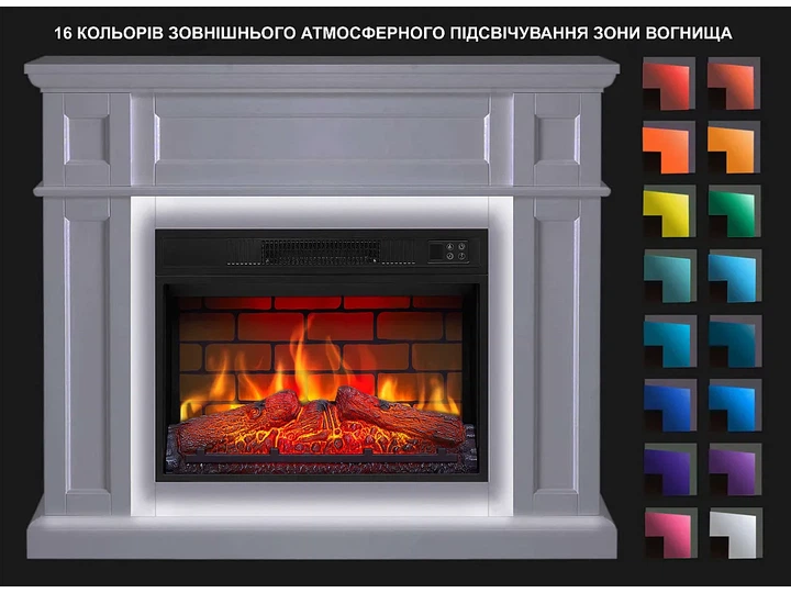 Каминокомплект ArtiFlame Linz AF23BS белый с LED подсветкой эффект живого пламени со звуком и обогревом - изображение 2