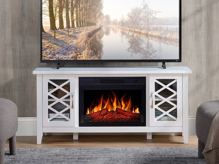 ТВ тумба с электро камином ArtiFlame Odessa AF23S белый эффект живого огня со звуком и обогревом - изображение 6