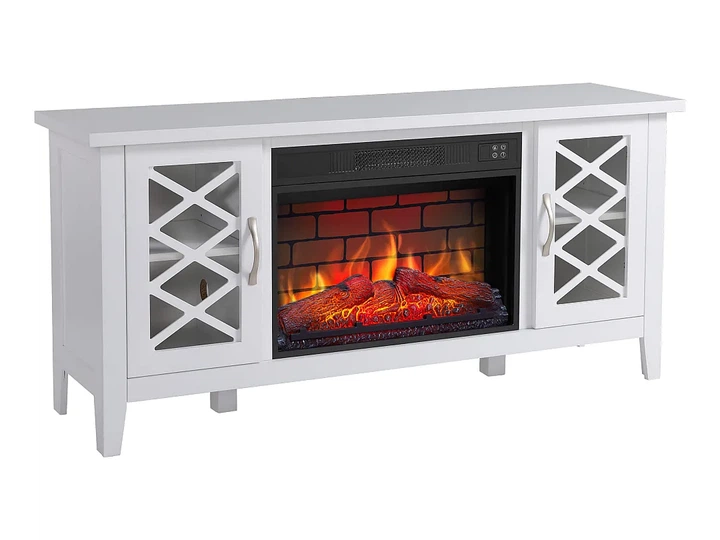 ТВ тумба с электро камином ArtiFlame Odessa AF23BS белый эффект живого огня со звуком и обогревом - изображение 2