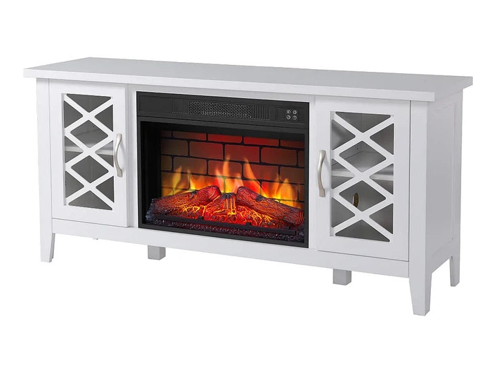 ТВ тумба с электро камином ArtiFlame Odessa AF23BS белый эффект живого огня со звуком и обогревом - изображение 3