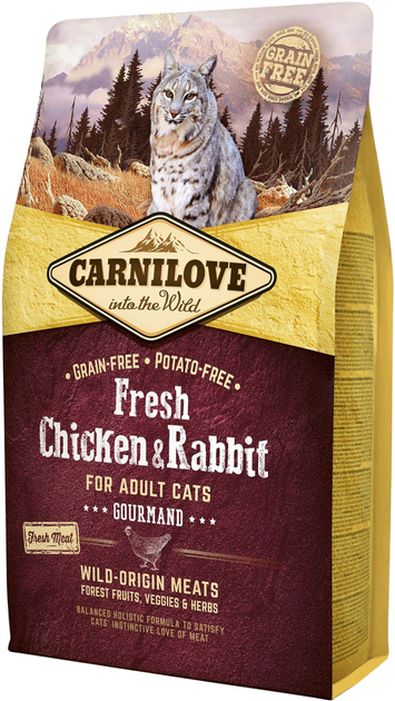 Сухий корм для дорослих кішок Carnilove Fresh Gourmand з куркою і кроликом 2 кг (8595602527397) - зображення 1