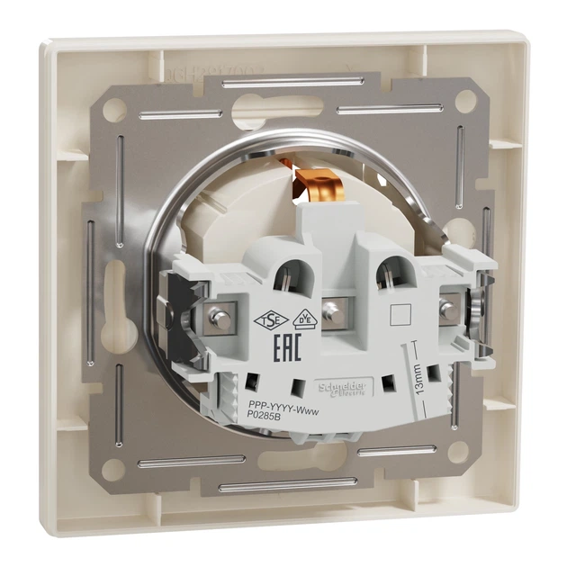 Розетка Schneider Electric Asfora с крышкой с заземлением кремовая EPH3100123 - изображение 4