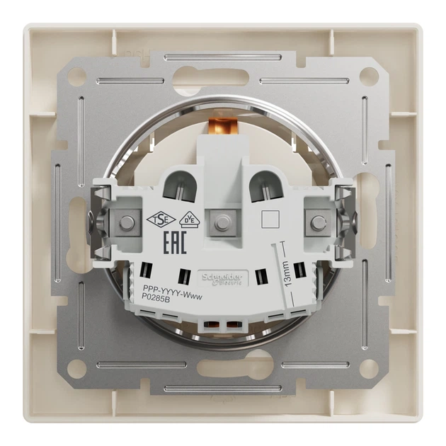 Розетка Schneider Electric Asfora с крышкой с заземлением кремовая EPH3100123 - изображение 5