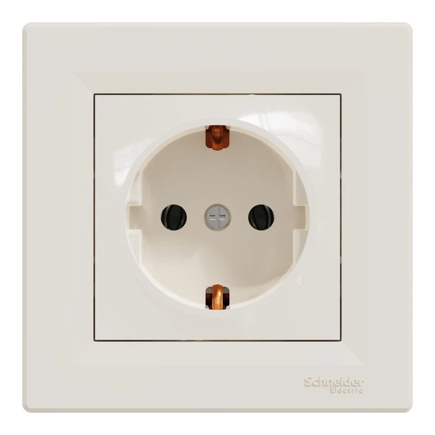 Розетка Schneider Electric Asfora с заземлением кремовая EPH2900123 - изображение 3