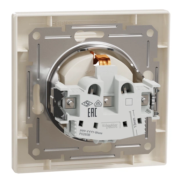 Розетка Schneider Electric Asfora с заземлением кремовая EPH2900123 - изображение 7