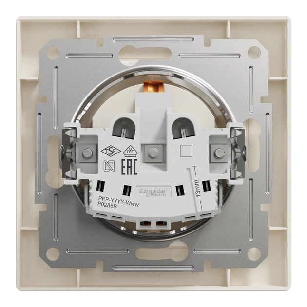 Розетка Schneider Electric Asfora з заземленням з зах. шторками кремова EPH2900223 - зображення 5