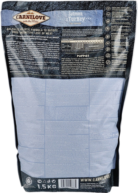 Sucha karma dla szczeniąt wszystkich ras Carnilove Salmon&Turkey Puppy 1.5 kg (8595602508839) - obraz 3