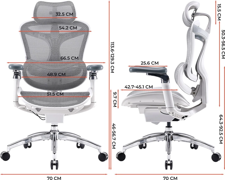 Fotel biurowy SIHOO DORO C300 Pro Mesh White (DORO-C300-PRO-M102) - obraz 7
