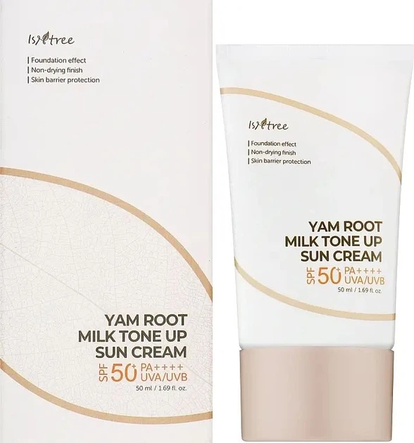 Солнцезащитный крем с тональным действием 50 мл Isntree Yam Root Milk Tone Up Sun Cream SPF/СПФ 50+ PA++++ - Фото 2 Солнцезащитный крем с тональным действием 50 мл Isntree Yam Root Milk Tone Up Sun Cream SPF/СПФ 50+ PA++++ - изображение 2
