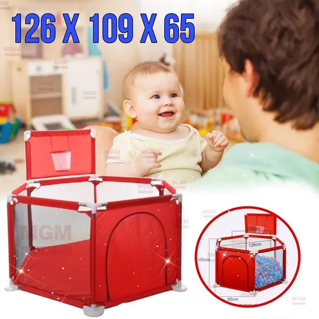 Детский манеж IMBABY 6 секций многоцветный 125х110 см для детей от 6 месяцев - изображение 4