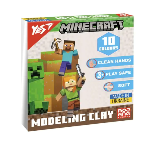Пластилін, 10 кольорів, 200 г Minecraft 540662 Yes - Фото 1 Пластилін, 10 кольорів, 200 г Minecraft 540662 Yes - изображение 1