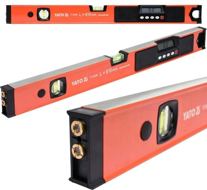 Poziomica elektroniczna YATO 3 mm / 10 m promień laserowy 2 kapsuły L= 610 mm aluminiowa (YT-30400) - obraz 2