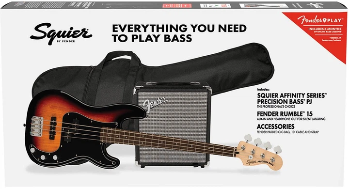 Гитарный набор с бас-гитарой Squier Affinity Series Precision Bass PJ Pack 3-Color Sunburst - Фото 7 Гитарный набор с бас-гитарой Squier Affinity Series Precision Bass PJ Pack 3-Color Sunburst - изображение 7