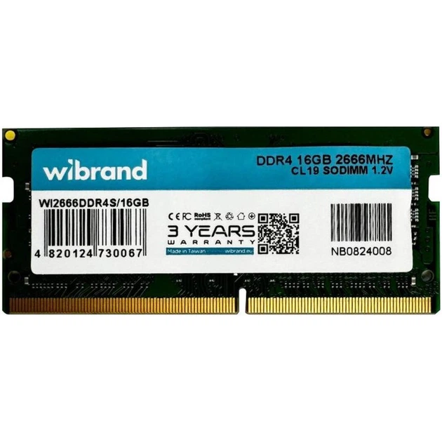 Wibrand 16 GB SO-DIMM DDR4 2666 MHz (WI2666DDR4S/16GB) - Фото 1 Wibrand 16 GB SO-DIMM DDR4 2666 MHz (WI2666DDR4S/16GB) - зображення 1
