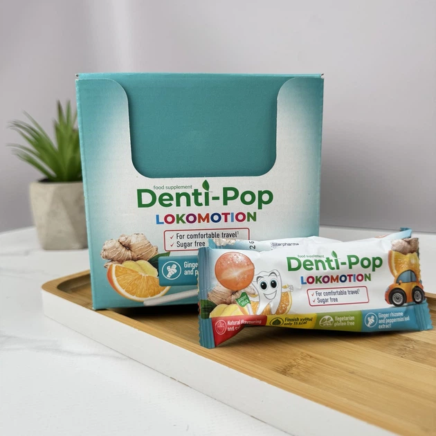 Льодяник Denti Pop Lokomotion без цукру (апельсин та імбир) 1 шт