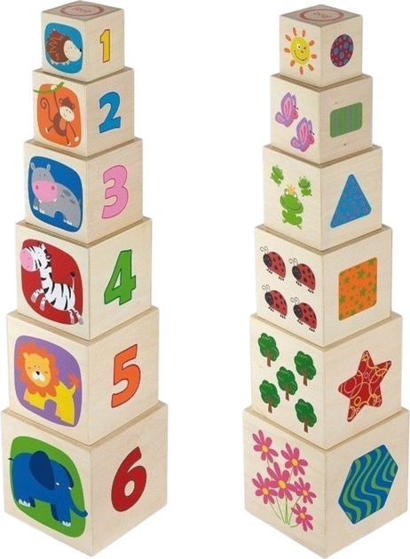 Drewniana edukacyjna piramidka Viga Klocki (50392) - obraz 1