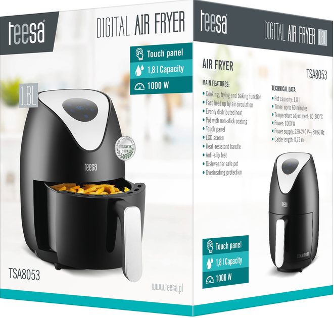 Фритюрниця Teesa Digital Air Fryer Чорна (TSA8053) - зображення 7