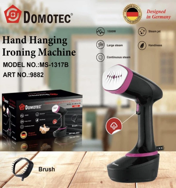 Вертикальный отпариватель Domotec MS1317B ручной 1500 Вт объемом 400 мл Черный - изображение 4