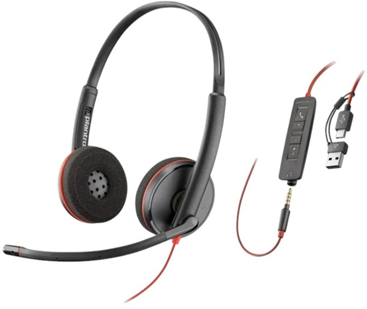 Słuchawki HP Poly Blackwire 3220 Stereo Adapter USB-A/USB-C Black (8X2J9A6) - obraz 1