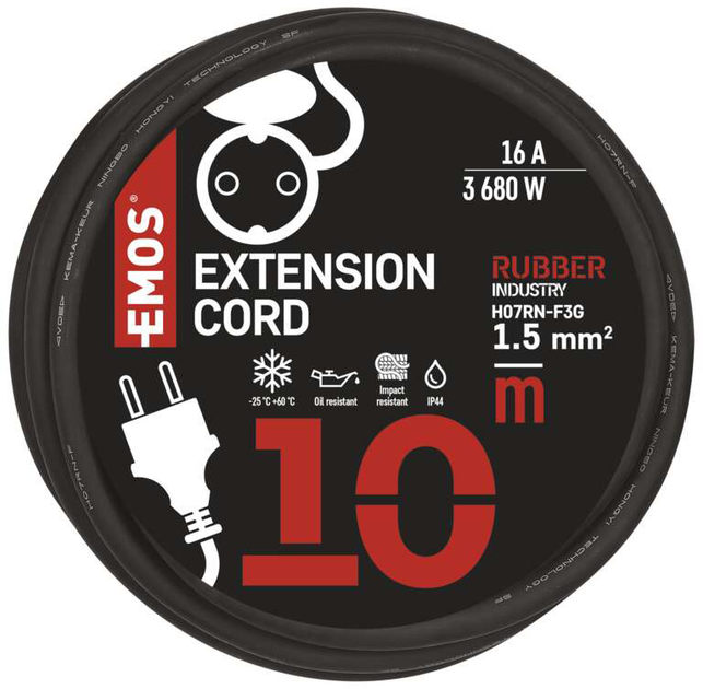 Мережевий подовжувач Emos P01810R 1 розетка 10 м Гума - зображення 7