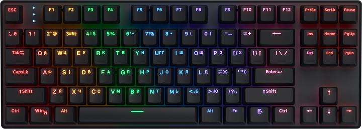 Klawiatura bezprzewodowa Hator Icefall Mecha TKL Rainbow Wireless/USB Black (HTK287UA) - obraz 1