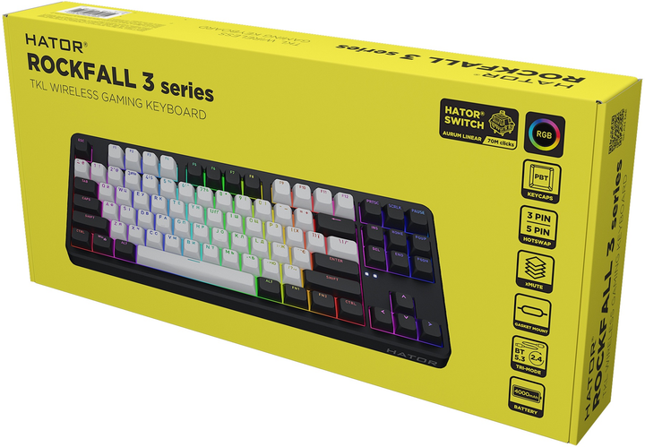 Klawiatura bezprzewodowa Hator Rockfall 3 Mecha TKL QMK/VIA Orange Wireless Black (HTK850UA) - obraz 7