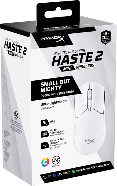 Mysz HyperX Pulsefire Haste 2 Mini Wireless White (7D389AA) - obraz 9
