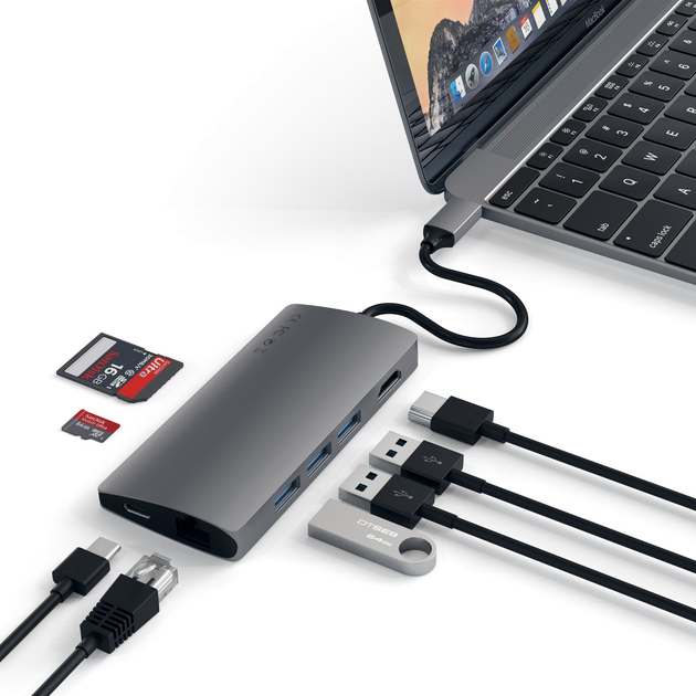 Hub USB Satechi Type-C Multi-Port Adapter 4K z Ethernetem V2 Space Gray (ST-TCMA2M) - obraz 3