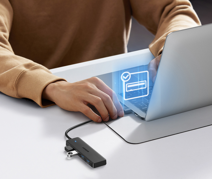 Hub USB Ugreen USB 3.0 do 4 x USB 3.0 Black (UGR-25851) - obraz 4