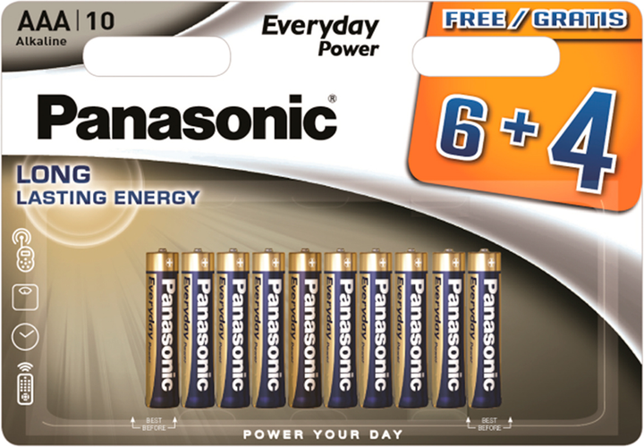 Baterie alkaliczne Panasonic Everyday Power AAA blister, 10 szt. (LR03REE/10B4F) - obraz 1