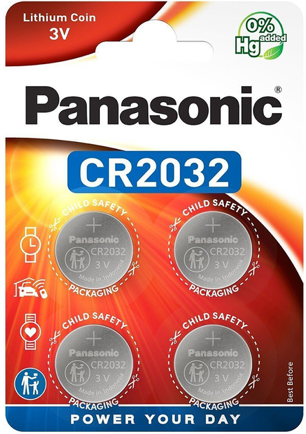 Bateria litowa Panasonic CR2032 blister 4 szt. (CR-2032EL/4B) - obraz 1