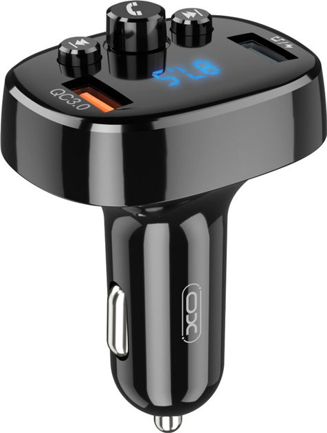 Transmiter FM XO BCC03 Car Charger 18W Bluetooth+QC3.0 Quick Charger Black (6920680877348) - obraz 1