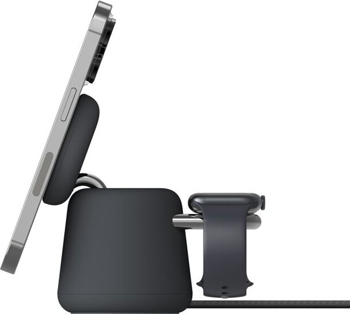 Індукційний зарядний пристрій Belkin BoostCharge Pro 2-in-1 Qi2 15 Вт Charcoal (WIZ027VFH36) - зображення 3