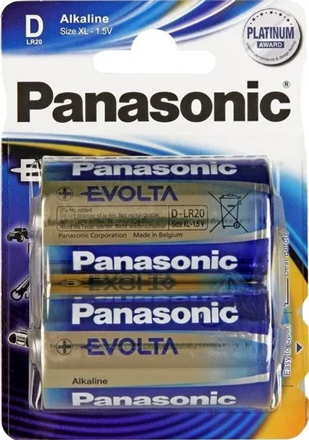 Baterie alkaliczne Panasonic Evolta D (LR20) blister, 2 szt. (LR20EGE/2BP) - obraz 1