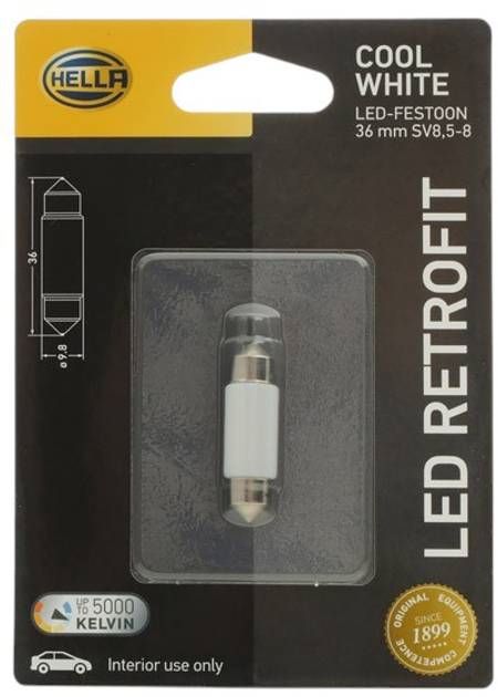 Żarówka samochodowa Hella LED Retrofit 1 W 12 V SV8.5-8 (8GL178560561) - obraz 2