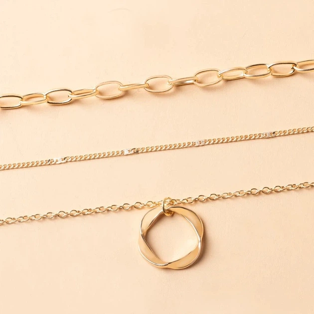 Багатошарове кольє «Golden Trio» з підвіскою-кільцем Honey Fashion Accessories золотистий (120266) - Фото 5 Багатошарове кольє «Golden Trio» з підвіскою-кільцем Honey Fashion Accessories золотистий (120266) - изображение 5