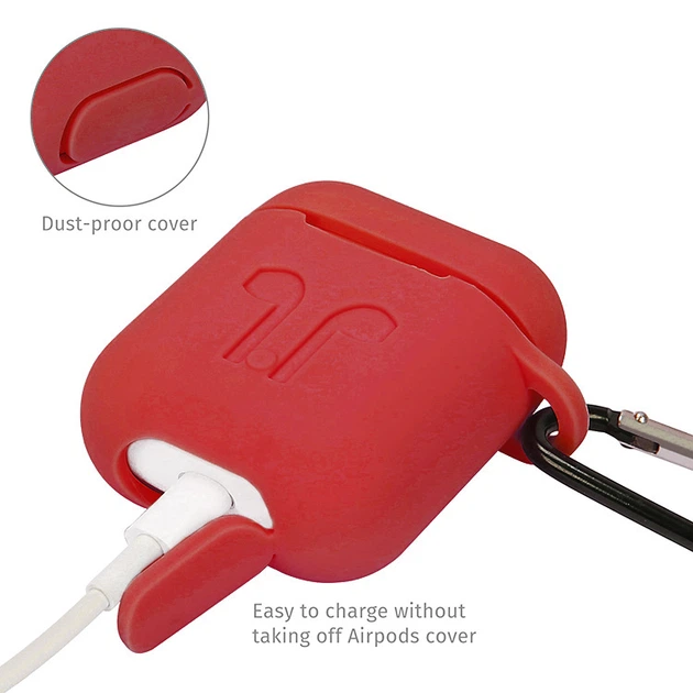 Чехол для наушников Earbox AirPods case silicone Red - Фото 2 Чехол для наушников Earbox AirPods case silicone Red - изображение 2