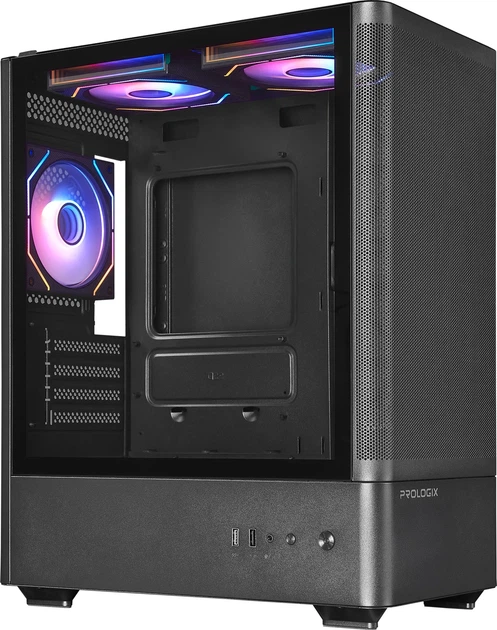 Корпус Prologix Lumi GM-01MAB Mesh Black з 3 ARGB вентиляторами - зображення 2