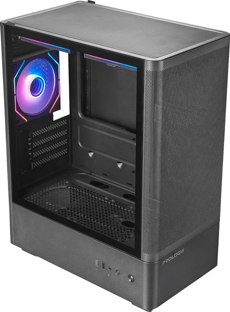 Корпус Prologix Lumi GM-01MAB Mesh Black з 3 ARGB вентиляторами - зображення 3