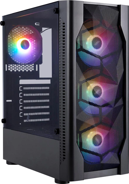 Корпус 1stPlayer D4-BK-4F1 Black з 4 RGB вентиляторами - зображення 2